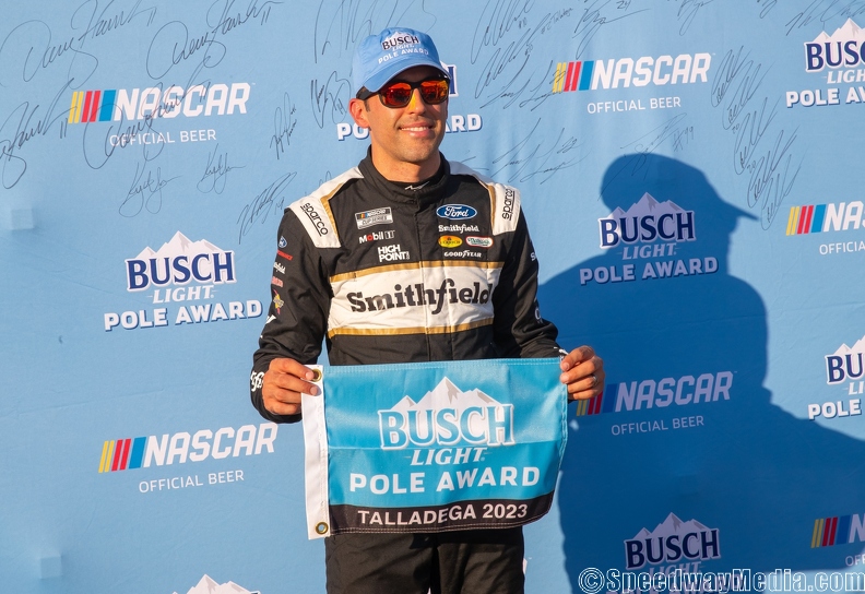 Aric Almirola tops qualifying to claim the Busch Light Pole at Talladega