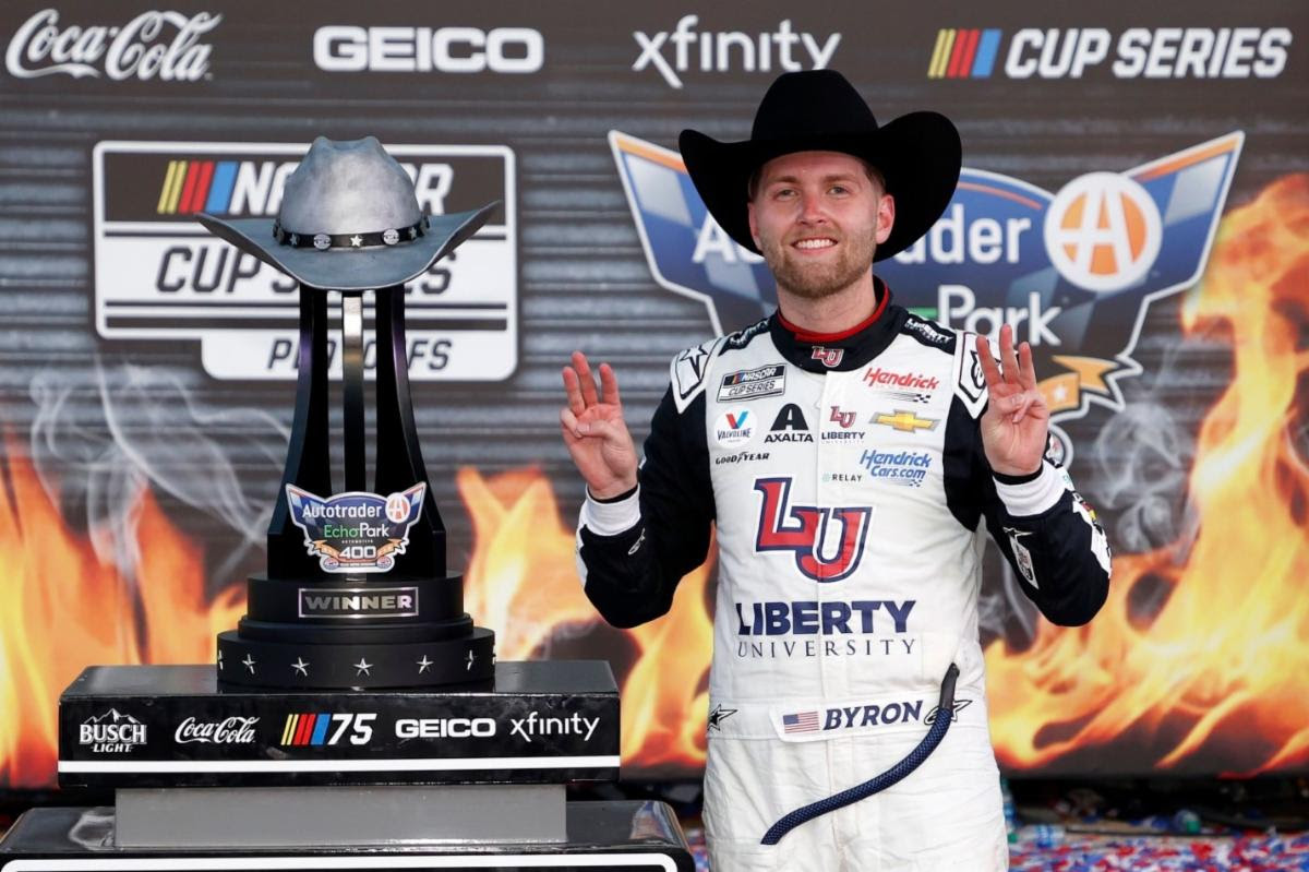 Byron Wins Autotrader EchoPark NASCAR Cup Series Playoffs Round of 12 Opener