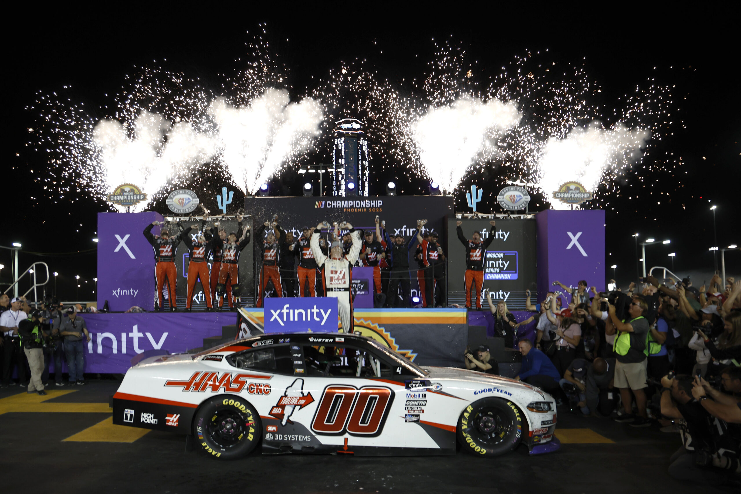 Cole Custer claims NASCAR Xfinity title after electrifying overtime restart