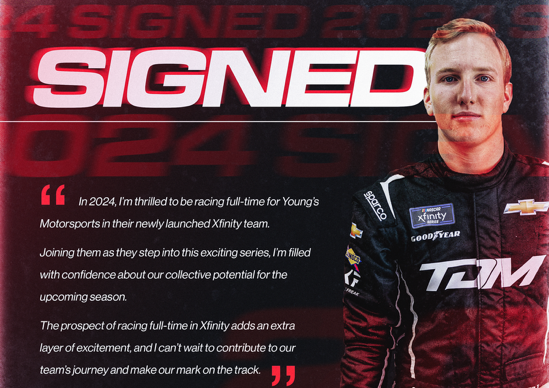Young’s Motorsports Announces Expansion to Xfinity Series Competition With Leland Honeyman Jr. Full-Time in 2024