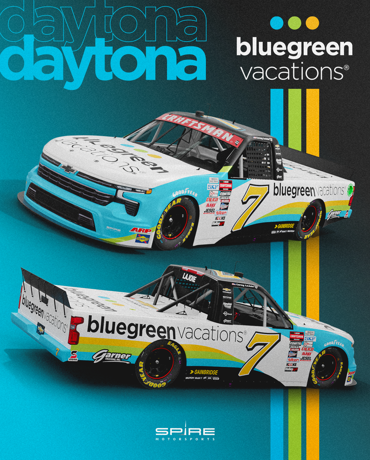 Corey LaJoie to Pilot Spire Motorsports Bluegreen Vacations Chevy Silverado at Daytona NCTS Season Opener