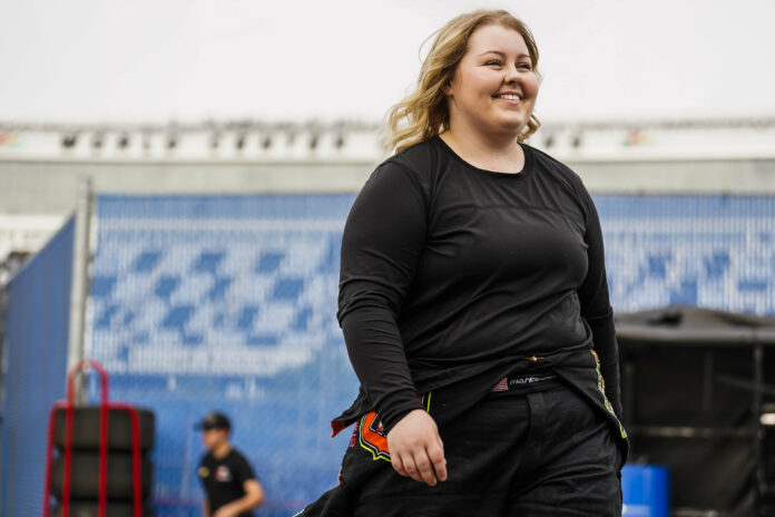 Mandy Chick in the pits at Daytona -- Barr Visuals