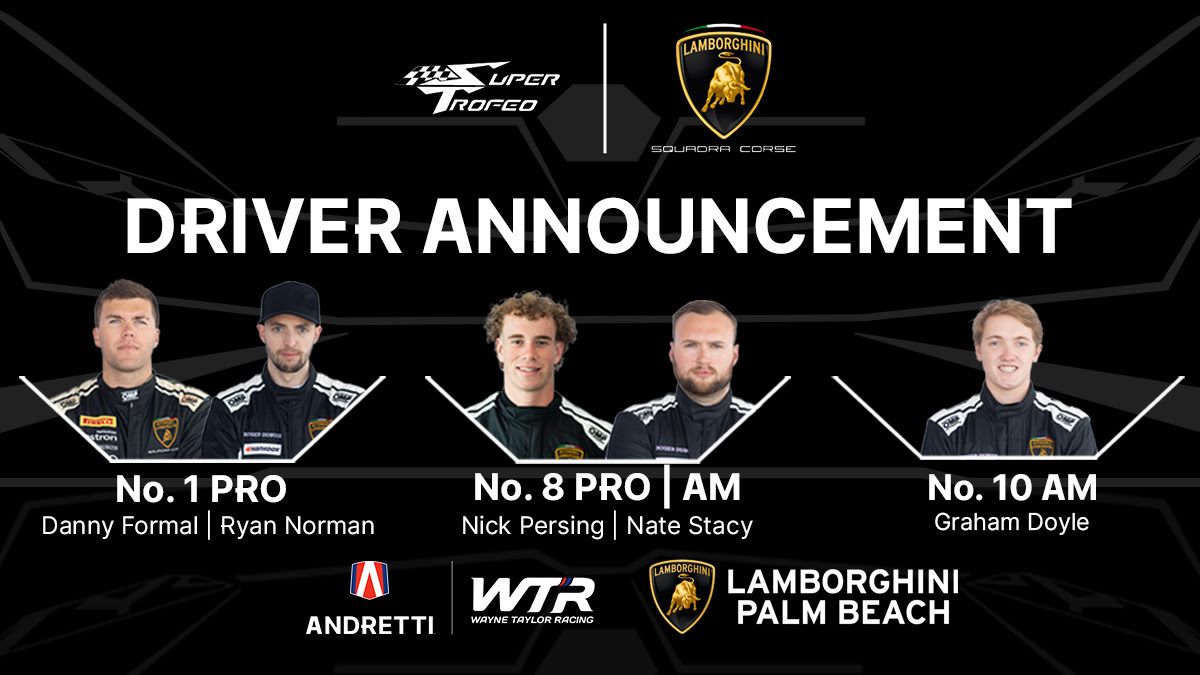 Wayne Taylor Racing with Andretti Announces Lamborghini Super Trofeo North America Driver Lineup for 2024