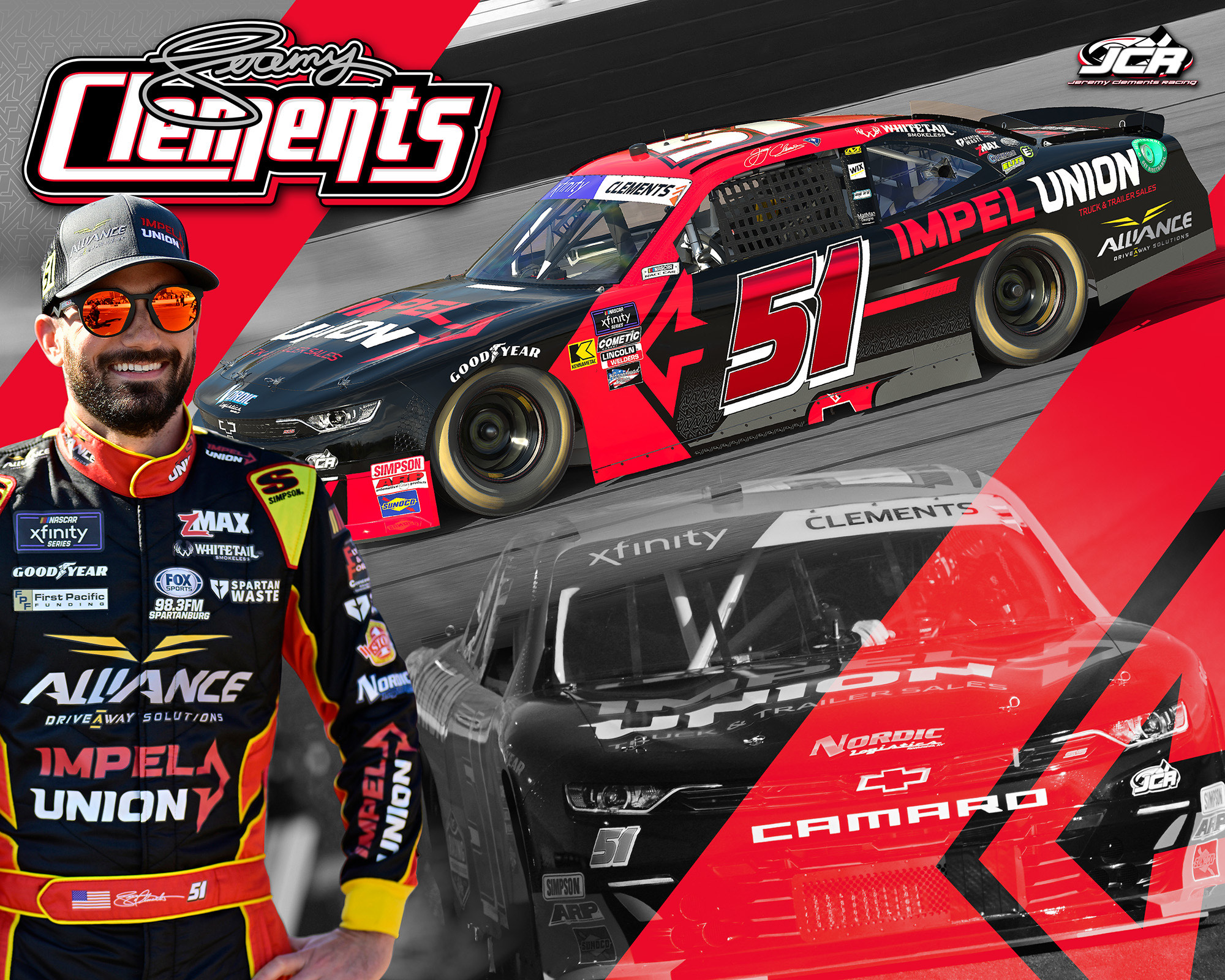 Jeremy Clements Racing’s fleet of partners will grow again in 2024; Impel Union to make season premiere at COTA