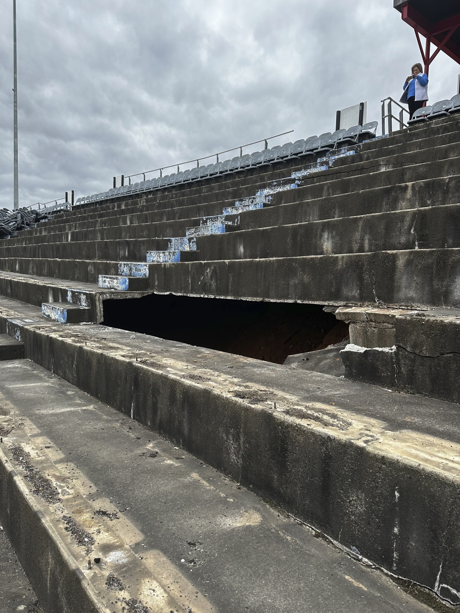 Sinkhole Unearths Rumored Moonshine Cave Underneath Frontstretch Grandstands at North Wilkesboro Speedway