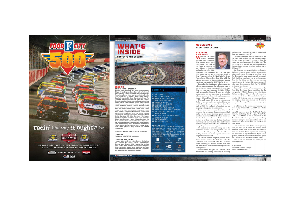 OFFICIAL COMMEMORATIVE SOUVENIR PROGRAM FOR FOOD CITY 500 AVAILABLE FOR FREE IN BOTH PRINT AND DIGITAL FORMATS
