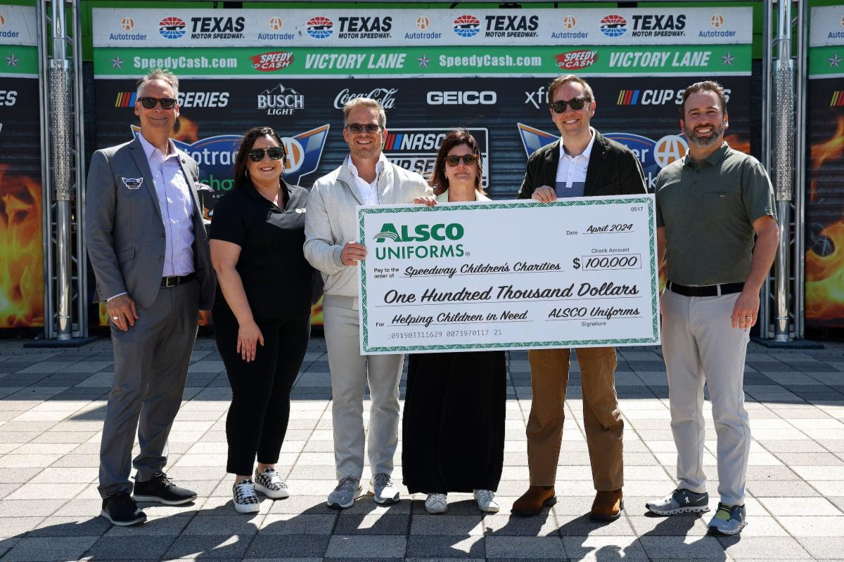 ALSCO UNIFORMS DONATES $100,000 TO SPEEDWAY CHILDREN’S CHARITIES