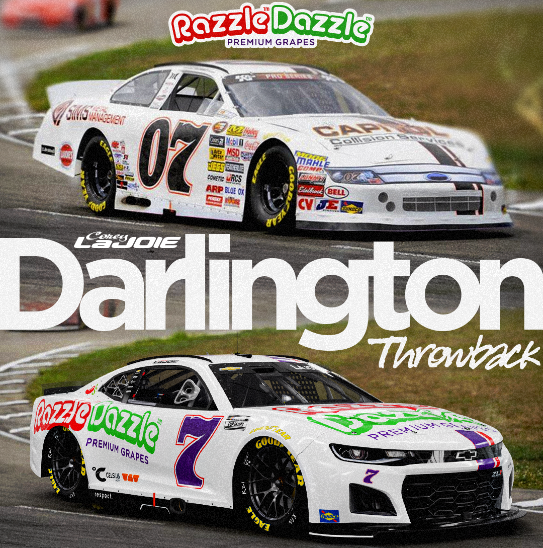 Corey LaJoie, Spire Motorsports Partner with Razzle Dazzle Grapes for Darlington Throwback Weekend