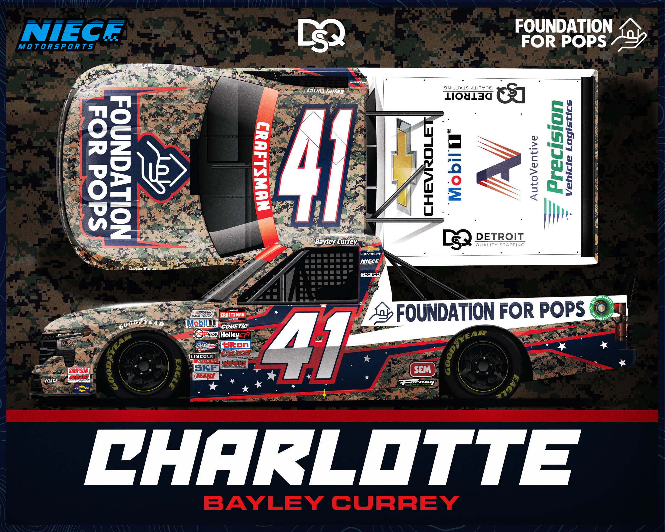 Bayley Currey & Niece Motorsports to Promote Foundation for Pops at Charlotte Motor Speedway