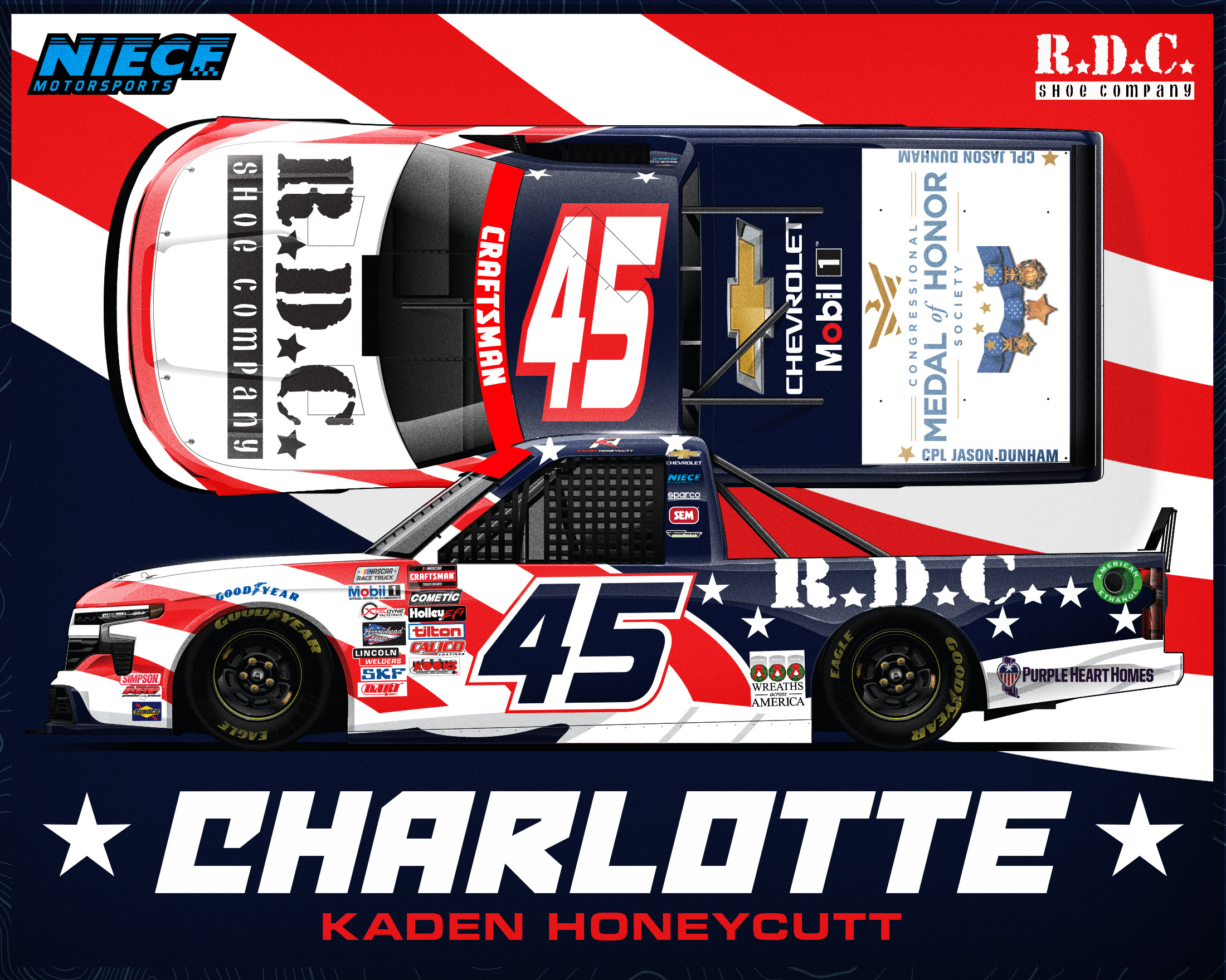Niece Motorsports, Honeycutt and R.D.C. Shoe Company Partner for Charlotte Motor Speedway