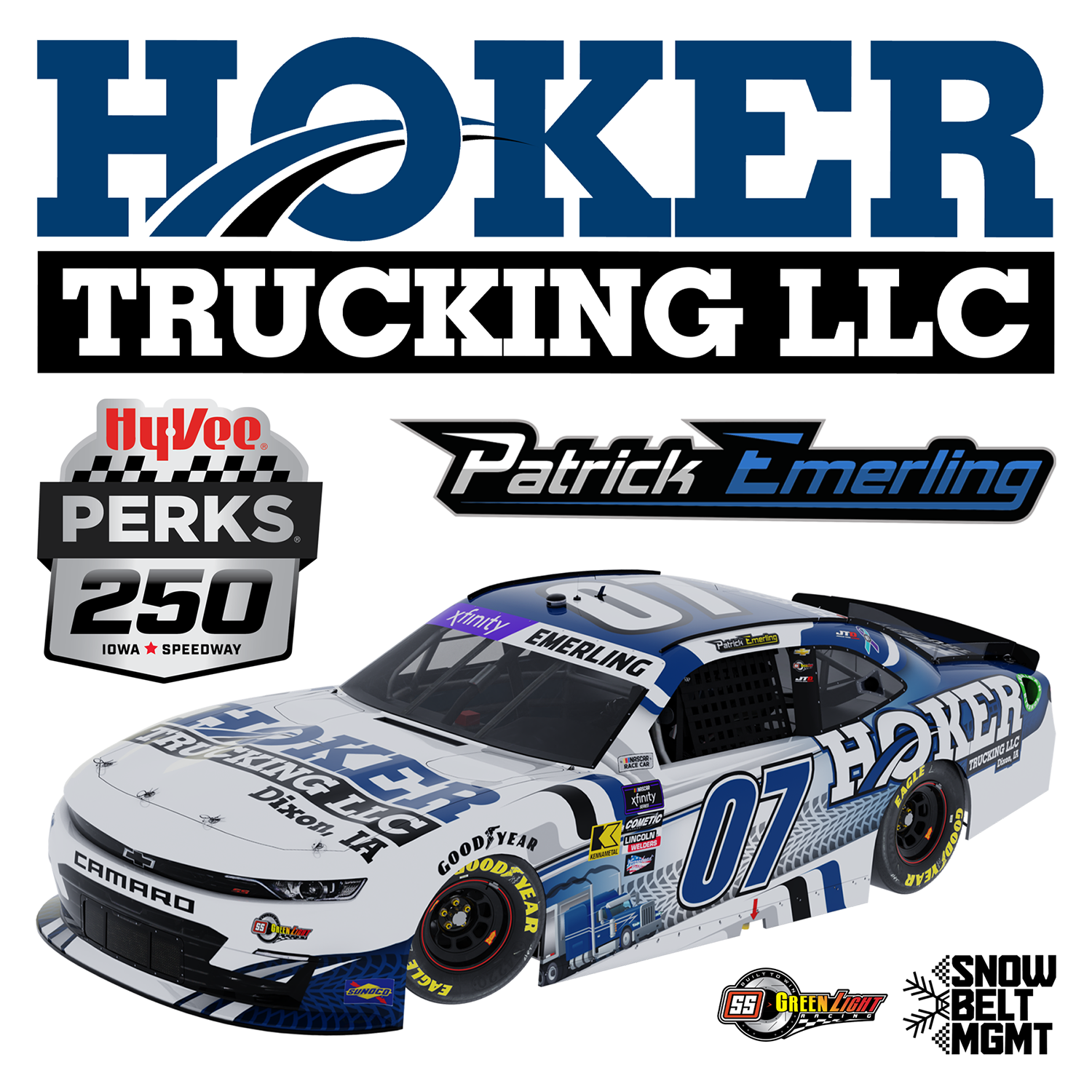 PATRICK EMERLING PARTNERS WITH HOKER TRUCKING AT IOWA SPEEDWAY