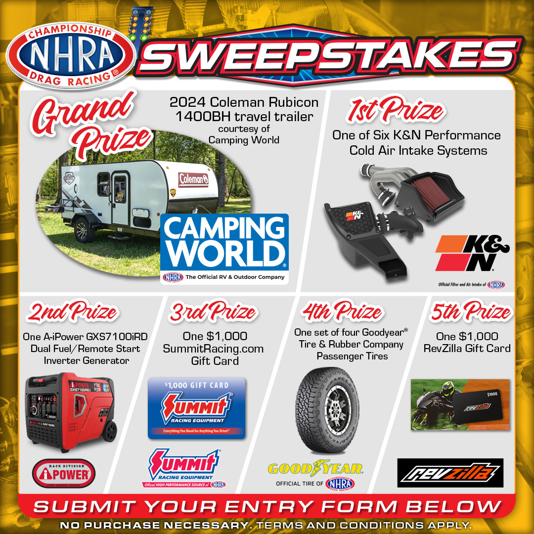 NHRA ANNOUNCES 2024 SWEEPSTAKES FEATURING SIX MAJOR PARTNERSHIPS