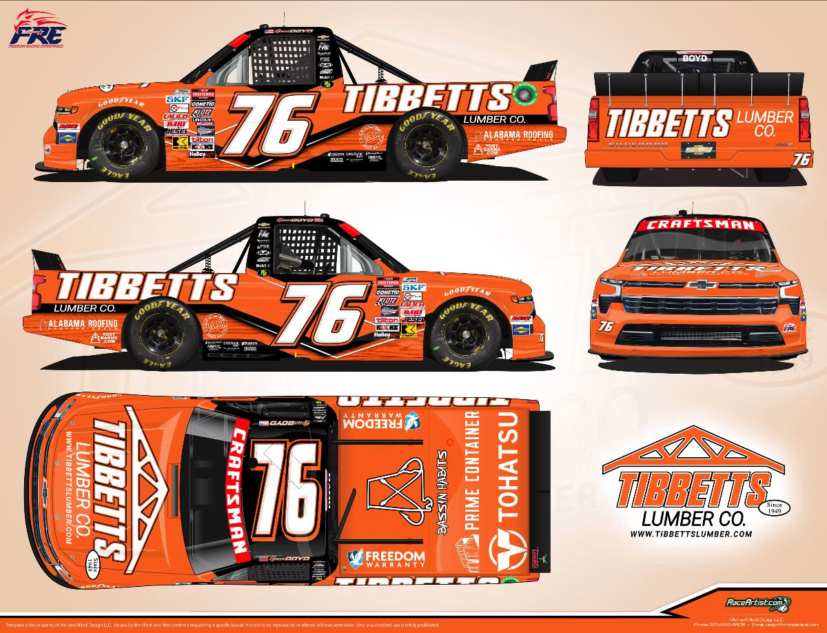 Boyd’s Sponsor, Tibbetts Lumber, Helping Helene Victims Ahead of Talladega Race