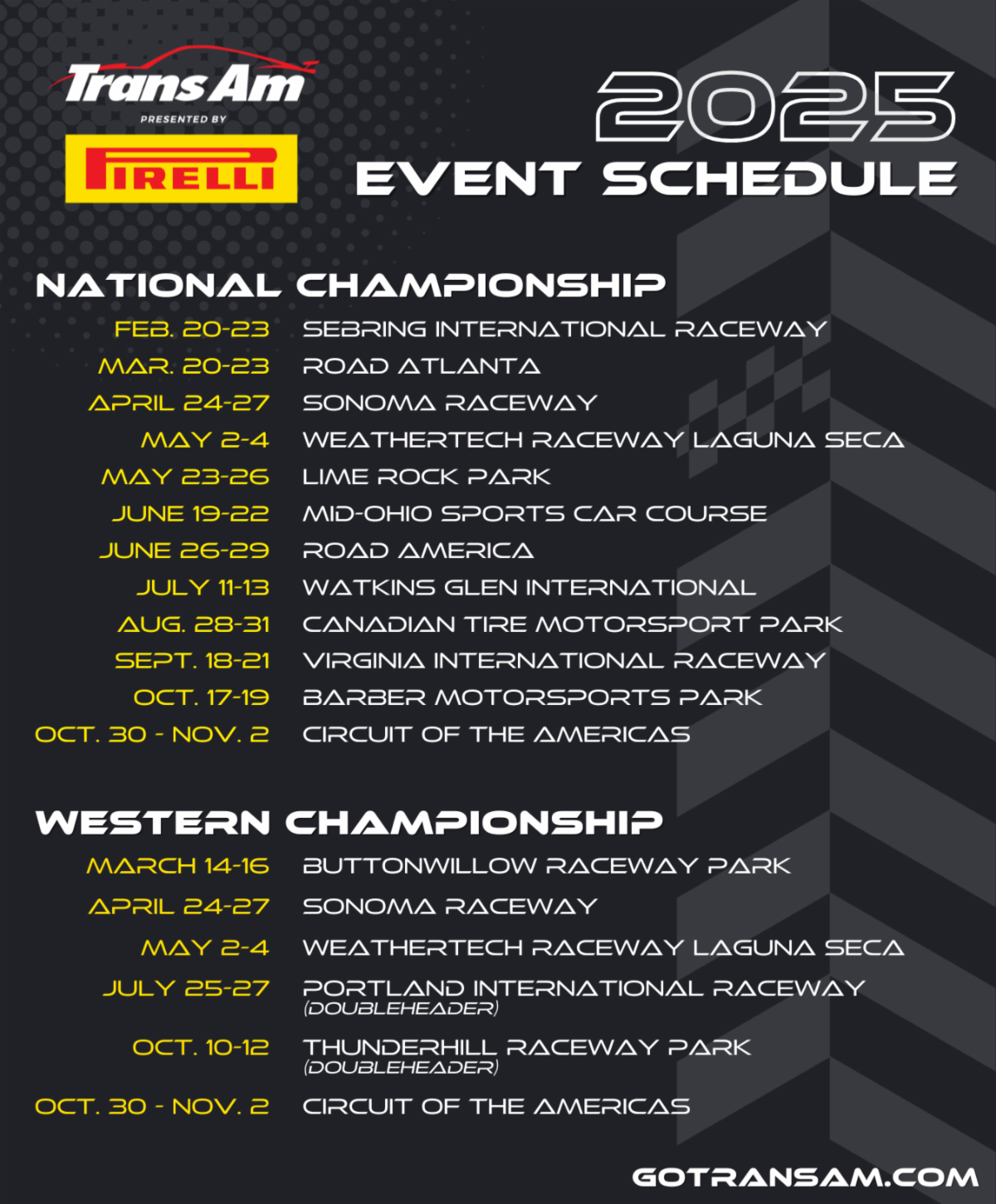 2025 Trans Am Series Schedule