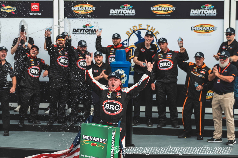 Brenden Queen wins crash-filled opener at Daytona for first ARCA victory