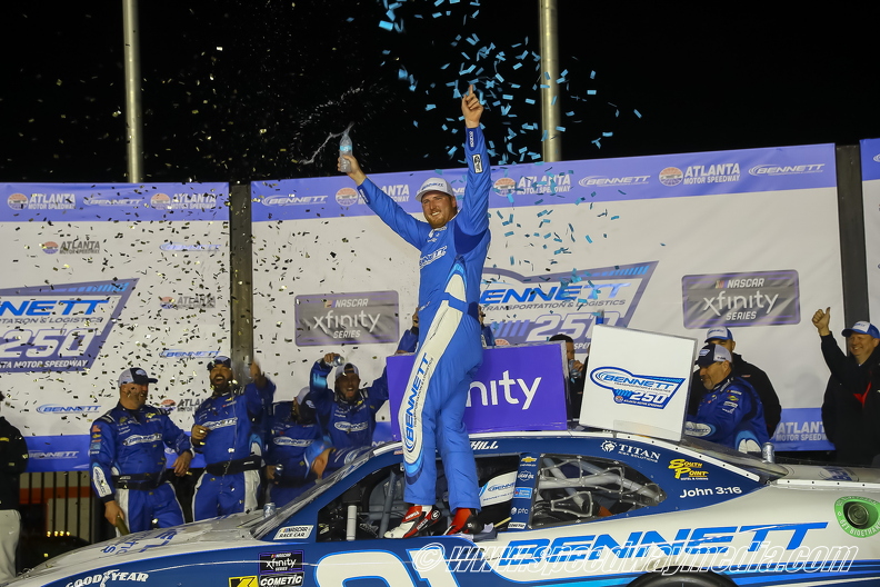 Austin Hill nabs third consecutive Xfinity victory at Atlanta