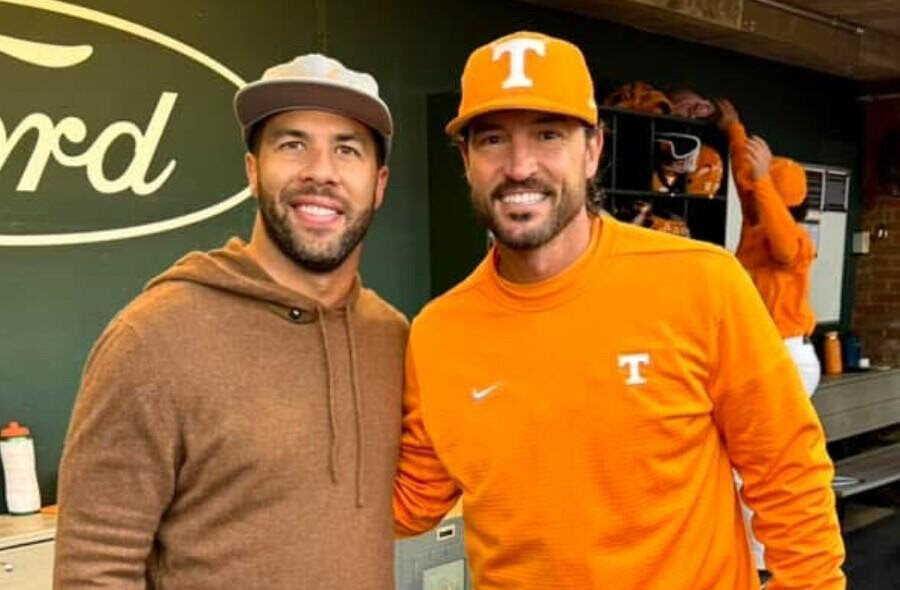 NASCAR star Bubba Wallace throws ceremonial first pitch at Tennessee-Xavier game during Food City 500 media tour in Knoxville