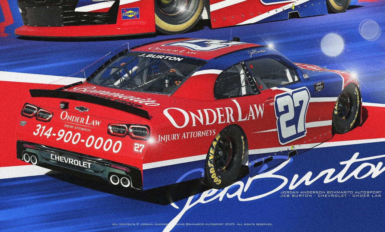 OnderLaw Partners with Jordan Anderson Racing Bommarito Autosport and Driver Jeb Burton in the NASCAR Xfinity Series