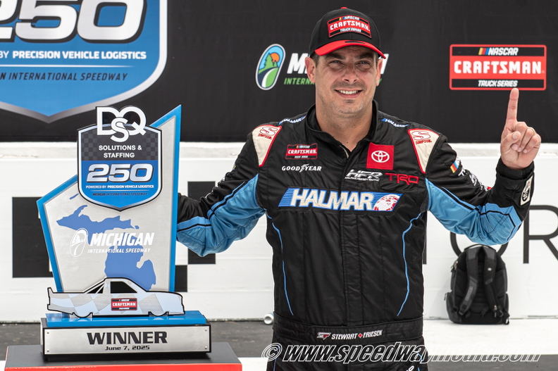 Stewart Friesen survives three overtime attempts for thrilling Truck victory at Michigan