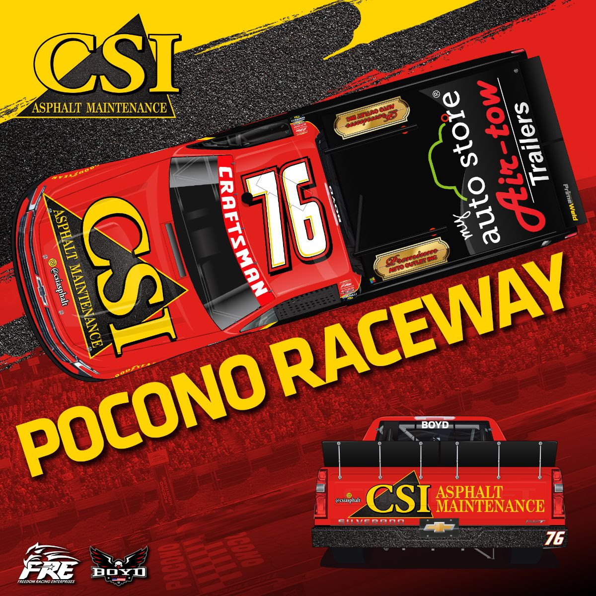 Long Time Sponsor, CSI Asphalt Maintenance, Steps Up for Boyd at Pocono