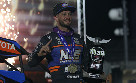 Grant Hangs on to Win Sizzling Featureto Open BC39 at IMS