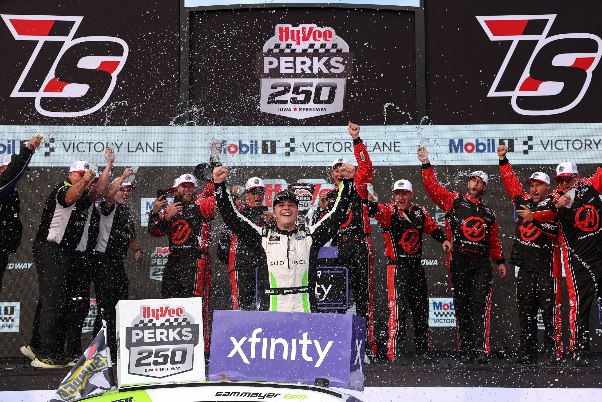 Late surge lifts Sam Mayer to repeat NASCAR Xfinity victory at Iowa