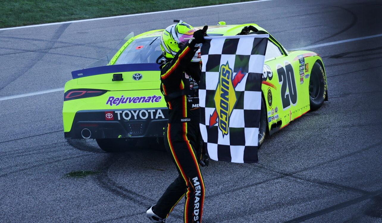 Jones wins the Kansas Lottery 300 at Kansas Speedway