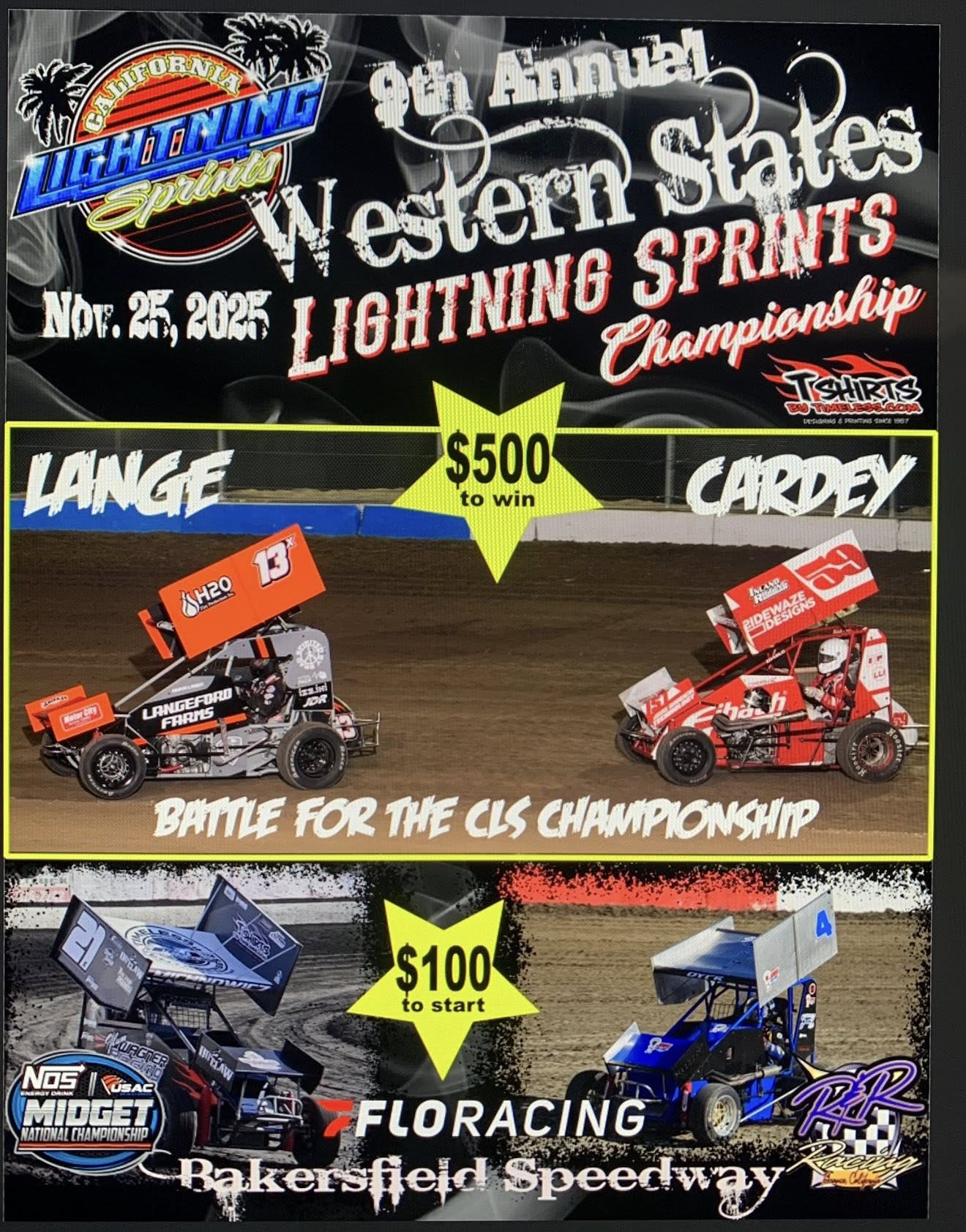 Lange and Cardey to Decide 2025 California Lightning Sprint Car Series Championship at Bakersfield