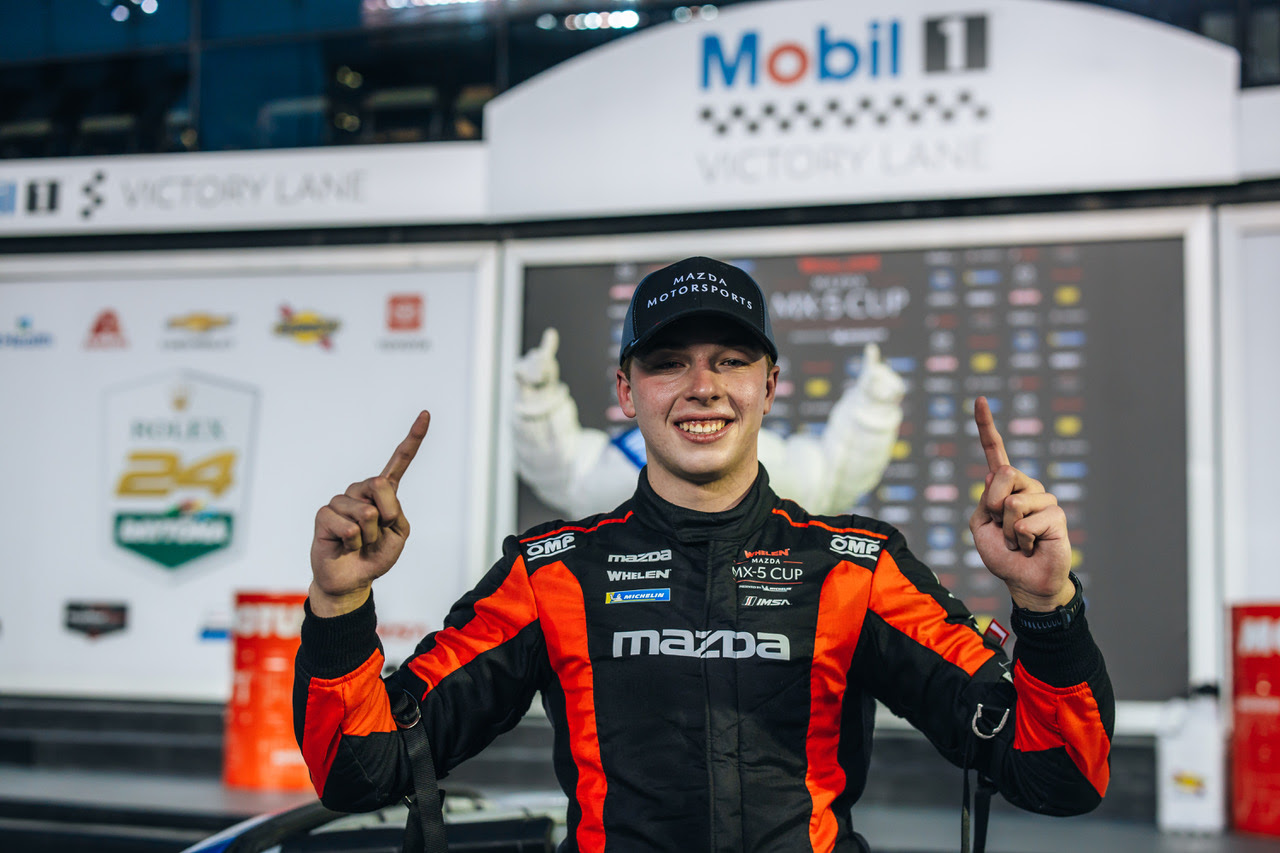 Noah Harmon Earns First Mazda MX-5 Cup Victory in Spectacular Daytona Fashion