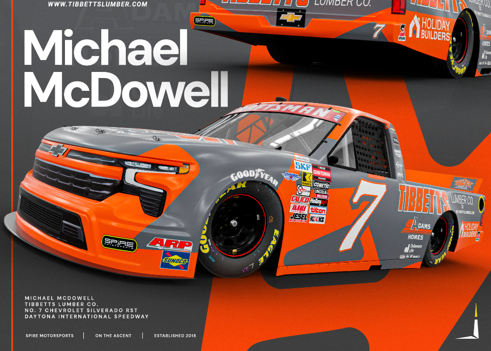 TIBBETTS LUMBER COMPANY BUILDS NEW PARTNERSHIP WITH SPIRE MOTORSPORTS AND MICHAEL MCDOWELL