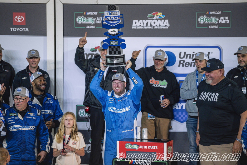 Austin Hill achieves fourth O’Reilly victory in season opener at Daytona