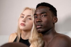 side view young people posing together