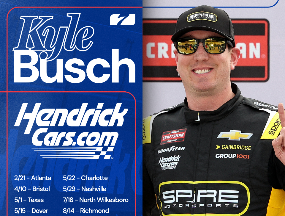 Kyle Busch-Spire Motorsports Pairing Returns With Hendrickcars.com in Select 2026 CRAFTSMAN Truck Series Events