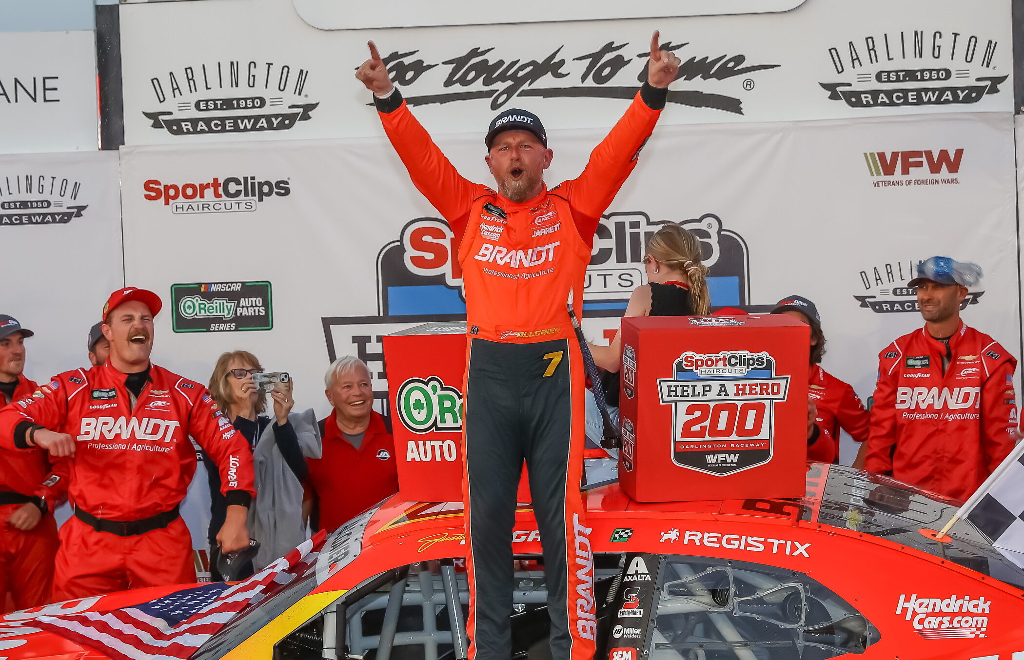 Allgaier wins Haircuts VFW Help a Hero 200 at Darlington Raceway Allgaier wins Haircuts VFW Help a Hero 200 at Darlington Raceway