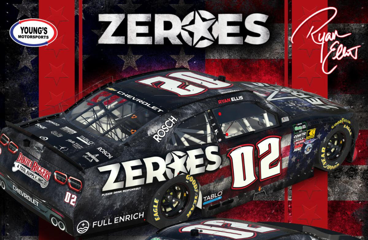 ZEROES Premium Beverages Reunites with Ryan Ellis for Talladega Superspeedway with Young’s Motorsports ZEROES Premium Beverages Reunites with Ryan Ellis for Talladega Superspeedway with Young’s Motorsports