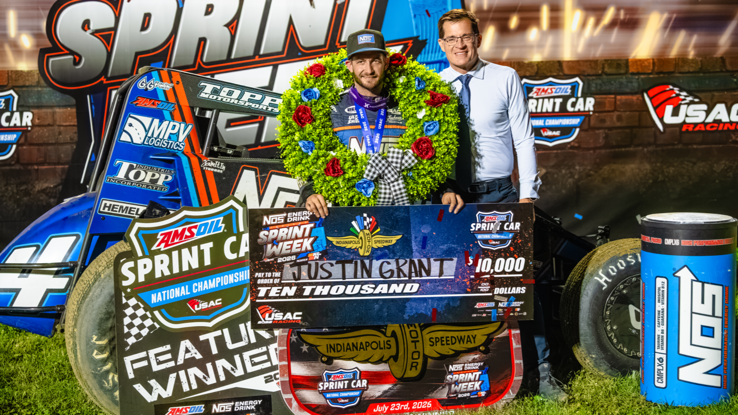 Justin Grant Wins and Secures Emotional USAC National Sprint Car Victory on The Dirt Track at Indianapolis Motor Speedway Justin Grant Wins and Secures Emotional USAC National Sprint Car Victory on The Dirt Track at Indianapolis Motor Speedway