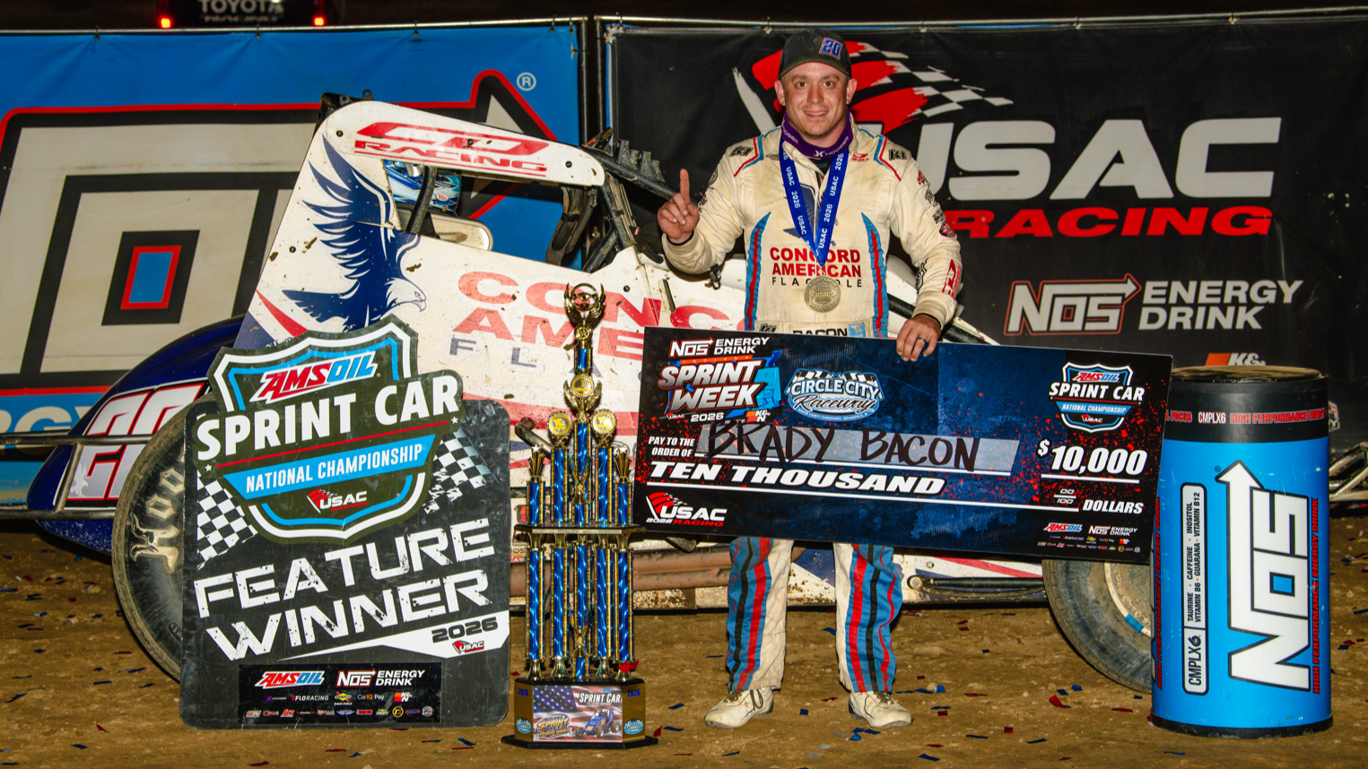 Brady Bacon Takes Home Round 5 of USAC Indiana Sprint Week National Sprint Car Victory at Circle City Raceway Brady Bacon Takes Home Round 5 of USAC Indiana Sprint Week National Sprint Car Victory at Circle City Raceway