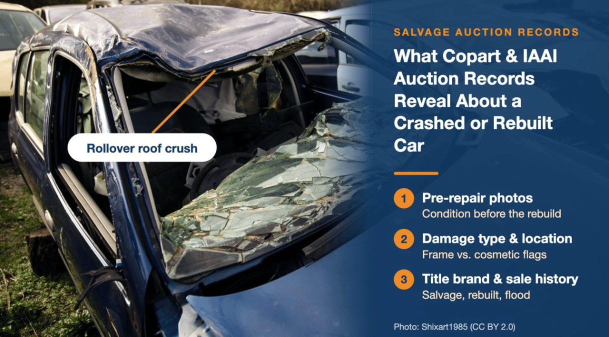 What Copart and IAAI Auction Records Reveal About a Crashed or Rebuilt Car What Copart and IAAI Auction Records Reveal About a Crashed or Rebuilt Car