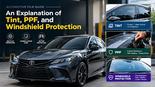 Automotive Film Guide: An Explanation of Tint, PPF, and Windshield Protection Automotive Film Guide: An Explanation of Tint, PPF, and Windshield Protection