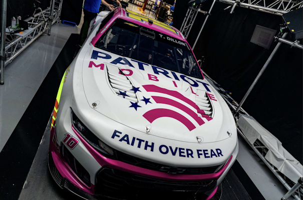 Patriot Mobile Reveals Pink Breast Cancer Awareness Paint Scheme for Ty Dillon’s No. 10 Car at Las Vegas Motor Speedway Patriot Mobile Reveals Pink Breast Cancer Awareness Paint Scheme for Ty Dillon’s No. 10 Car at Las Vegas Motor Speedway