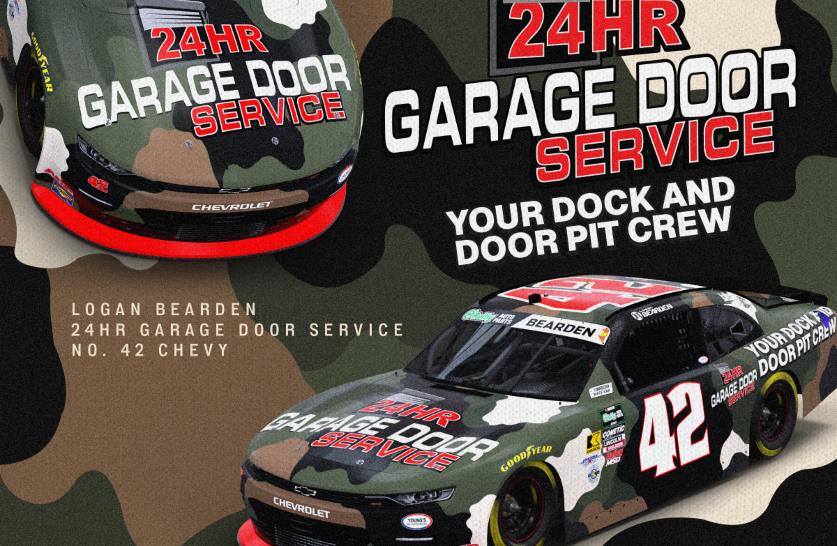 Logan Bearden Partners with 24HR Garage Door at Darlington Raceway with Young’s Motorsports Logan Bearden Partners with 24HR Garage Door at Darlington Raceway with Young’s Motorsports