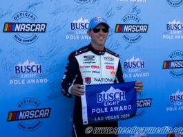 Denny Hamlin speeds to fifth Cup pole of 2026 at Las Vegas